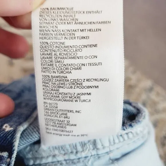 Urban Outfitters BDG Blue Laser Swirl Print Bow Jean Boyfriend Wide Leg SZ 27x32 - Picture 8 of 15